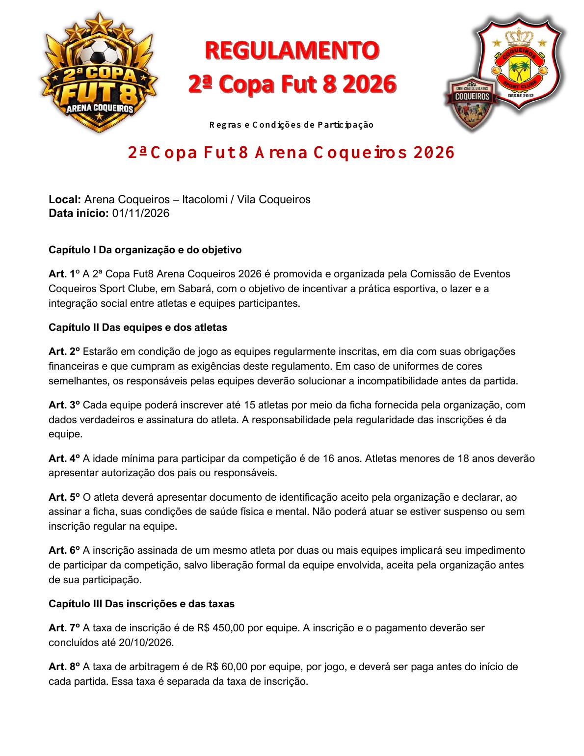 Regulamento da Copa, página 1 de 5